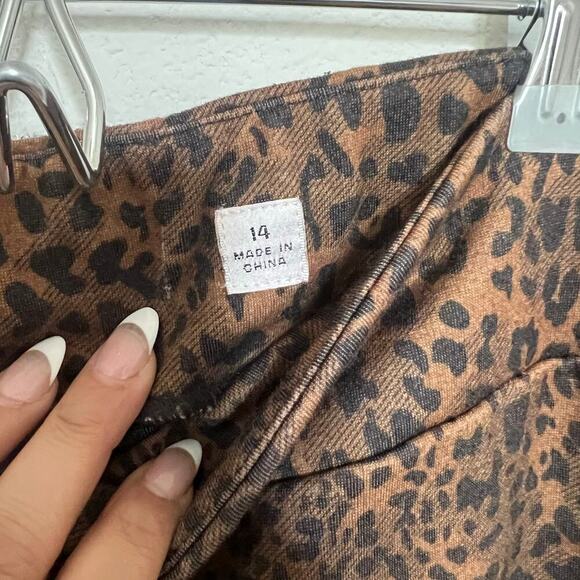 Womens Cotton Animal Leopard Print Pull Up Pants Size 14 - Picture 4 of 8